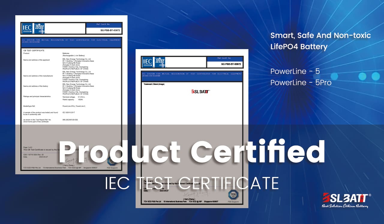 Ultratenká nástěnná solární baterie PowerLine -5 BSLBATT s certifikací IEC62619